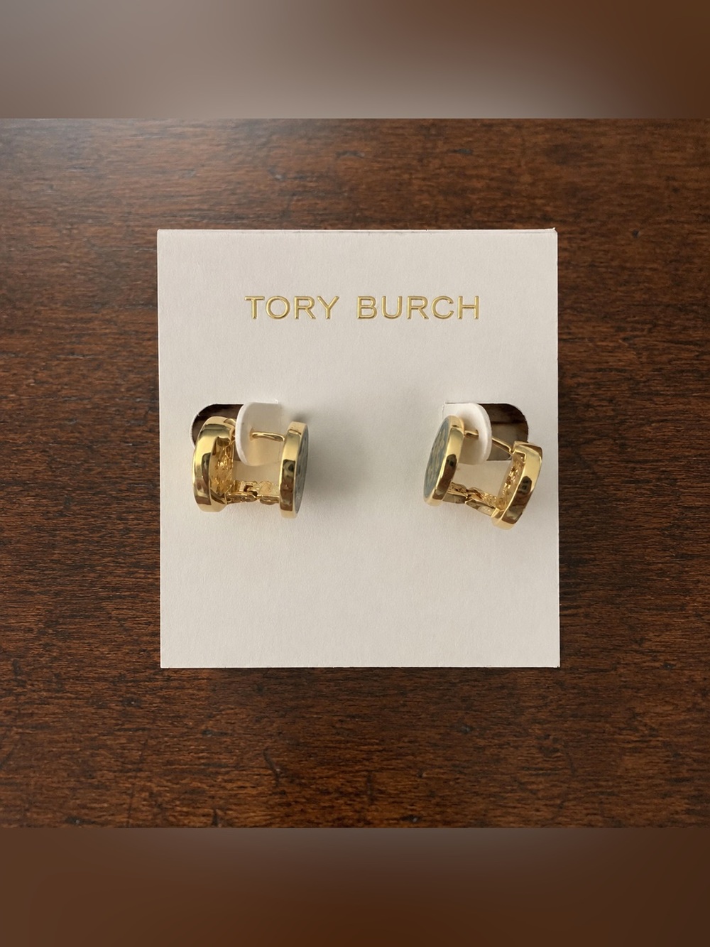Tory Burch Double T Enamel Crystal Clip-On Earrings